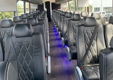 Interior of a Godfather Coach bus